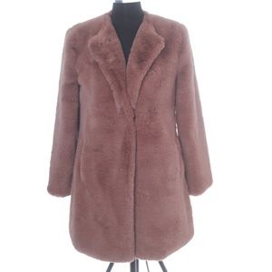 BB DAKOTA MAUVE FAUX FUR COAT XS